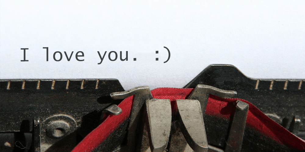 Direct Mail Typewriter with words 'I Love You and smiley face'