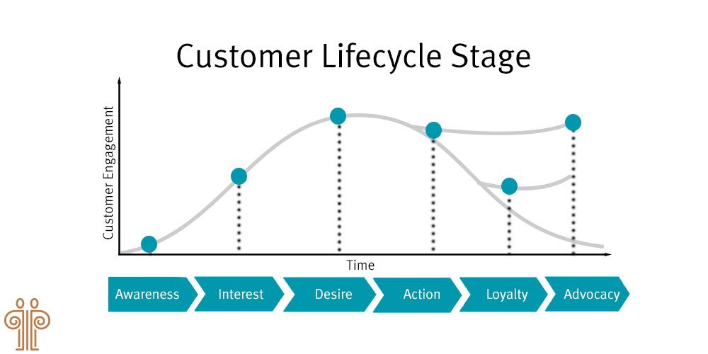 customer lifecycle marketing graph showing the steps of the cycle